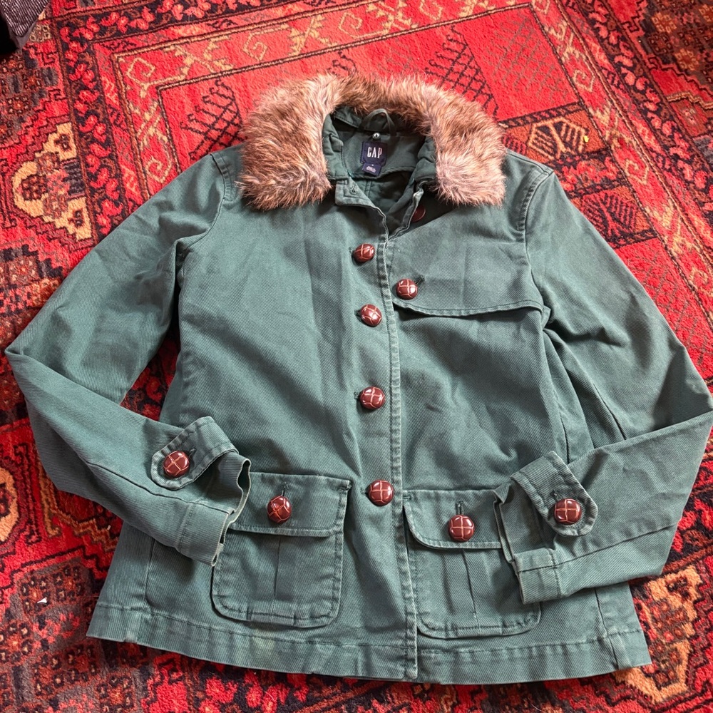 GAP 3-Season Utility Jacket with Faux Fur Collar and Removable Liner